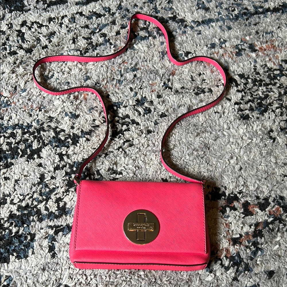 Kate Spade Pink Crossbody Bag with Gold-Tone Hardware
